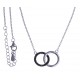 Collier argent rhodié 3,9 - "2 ronds" - zircons noirs - 45+5cm