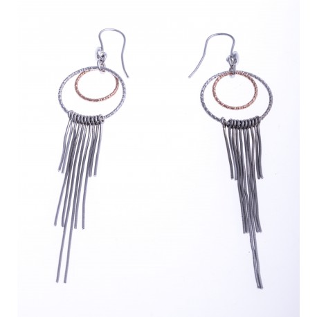 Boucles d'oreille argent rhodié 8,7g - 2 tons - rosé et rhodié