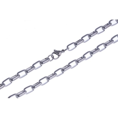 Collier acier maille rectangle - 55 cm