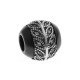 Charm en argent rhodié 1,9g - céramique noire - zircons