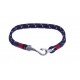 Bracelet acier homme "crochet" - polyester bleu, blanc et rouge - 20cm
