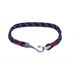 Bracelet acier homme "crochet" - polyester bleu, blanc et rouge - 20cm