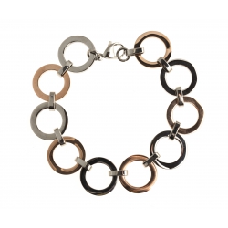 Bracelet acier - 2 tons rose - blanc - 20cm