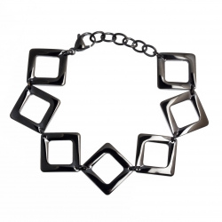 Bracelet acier noir - "losanges" - 18,5+4cm