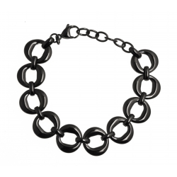 Bracelet acier noir - "ronds" - 17+4cm