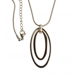 Collier acier - 2 tons rose et blanc - 45+5cm