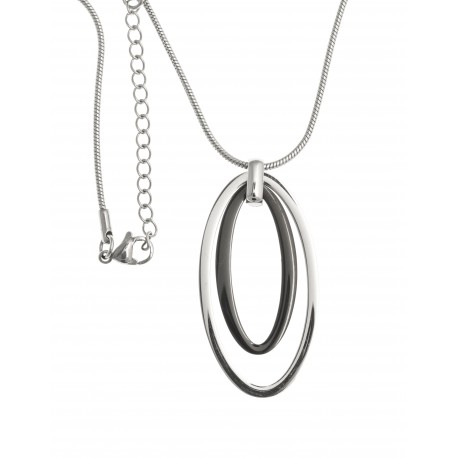 Collier acier - 2 tons noir et blanc - 45+5cm