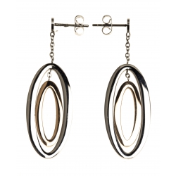 Boucles d'oreille acier - 2 tons - rose et blanc