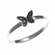 Bague argent rhodié 1,4g - papillon - marcassites - T50 à 60