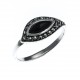 Bague argent rhodié 2,1g - marcassites - onyx - T50 à 60