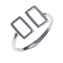 Bague argent rhodié 1,6g  - rectangles - T50 à 60