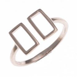 Bague argent rhodié rosé 1,6g  - rectangles - T50 à 60