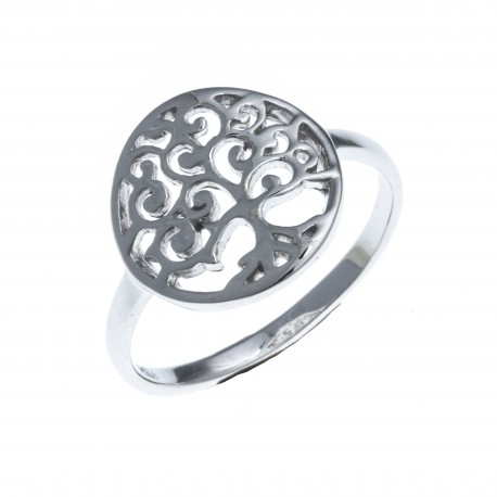 Bague argent rhodié 1,8g  - arbre de vie - T50 à 60