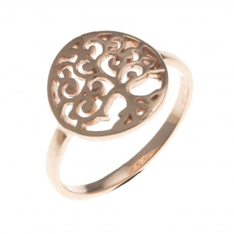 Bague argent rhodié rosé 1,8g  - arbre de vie - T50 à 60