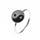 Bague argent rhodié 1,6g - yin et yang -  zircons blancs et noirs - T50 à 60