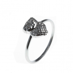 Bague argent rhodié 1,4g - chouette - zircons - T50 à 60