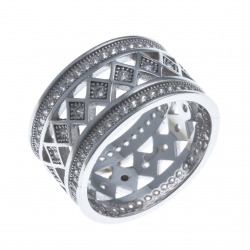 Bague argent rhodié 5,4g - zircons - T50 à 60