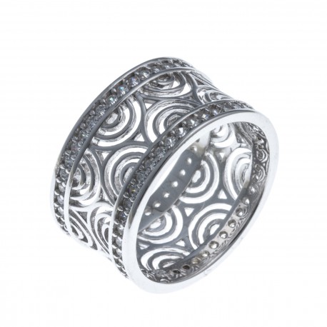 Bague argent rhodié 5,1g - zircons - T50 à 60