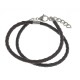 Bracelet acier homme - 2 tours cuirs  marrons et noirs - 40+3cm