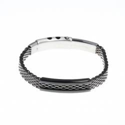 Bracelet acier homme - 2 tons noir et blanc - homme - réglable