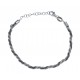 Bracelet argent rhodié 3,7g - 2 tons noir - blanc -  17+3cm