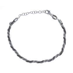 Bracelet argent rhodié 3,7g - 2 tons noir - blanc -  17+3cm