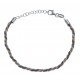 Bracelet argent rhodié 4,6g - 3 tons blanc - rosé - noir -  17+3cm