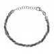 Bracelet en argent rhodié 4,7g - 2 tons blanc - noir - 17+3 cm