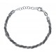 Bracelet en argent rhodié 4,7g - 2 tons blanc - noir - 17+3 cm