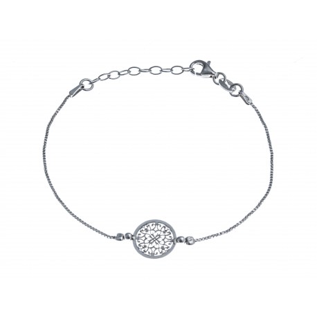 Bracelet argent rhodié 1,8g - rond filigrané - 17+3cm