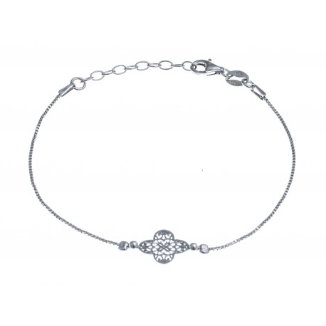 Bracelet argent rhodié 1,8g - croix filigranée - 17+3cm