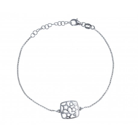 Bracelet argent rhodié 2,6g - carré - 17+3cm