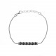 Bracelet argent rhodié 5g - 2 tons - noir et blanc - 17+3cm