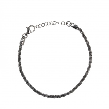 Bracelet argent rhodié noir 4g - 17+3cm