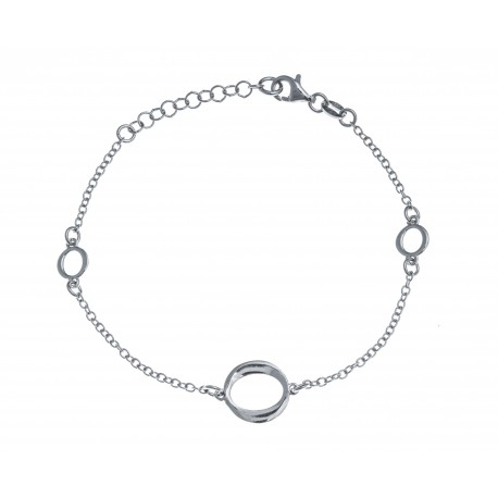 Bracelet argent rhodié 2,5g - 3 ronds - 17+3cm