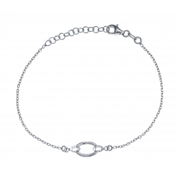 Bracelet argent rhodié 1,9g - ovale - 17+3cm