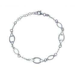 Bracelet argent rhodié 4g - 6 ovales - 17+3cm