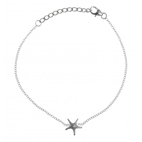 Bracelet argent rhodié 1,5g - étoile de mer - 17+3cm