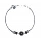 Bracelet argent rhodié 5g - zircons blancs et noirs - 16,5+3cm