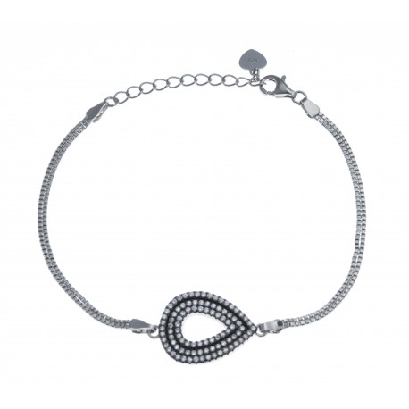 Bracelet argent rhodié 4,9g - zircons - 16,5+3cm