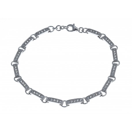 Bracelet argent rhodié 7,7g - zircons - 18+1cm