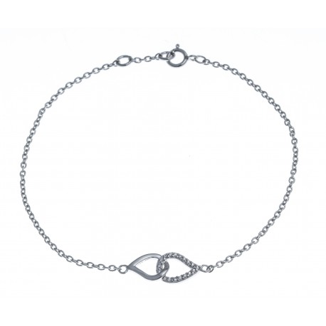 Bracelet argent rhodié 1,5g - zircons - 17,5+1cm