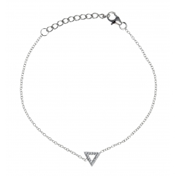 Bracelet argent rhodié 1,2g- triangle - zircons - 17+3cm