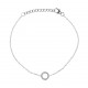 Bracelet argent rhodié 1,2g- rond - zircons - 17+3cm