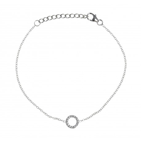 Bracelet argent rhodié 1,2g- rond - zircons - 17+3cm