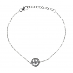 Bracelet argent rhodié 1,8g - smiley - zircons - 17+3cm