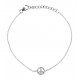 Bracelet argent rhodié 1,4g - peace & love - zircons - 17+3cm