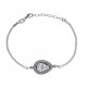 Bracelet argent rhodié 3,4g - goutte - 2 tons - zircons - 17+3cm