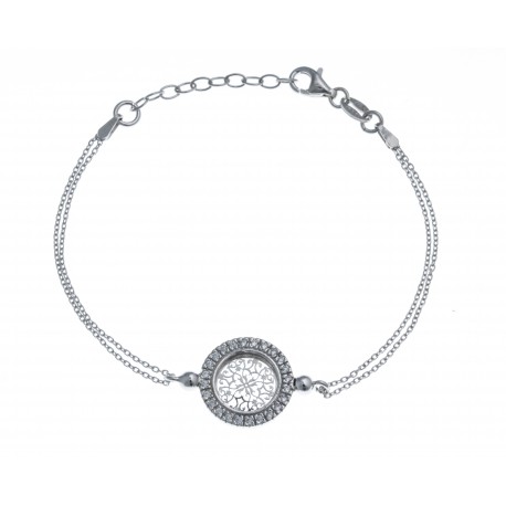 Bracelet argent rhodié 3,5g - rond - zircons - 17+3cm