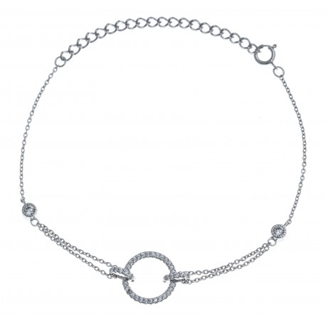 Bracelet argent thodié 2,4g - rond - zircons - 15+5cm